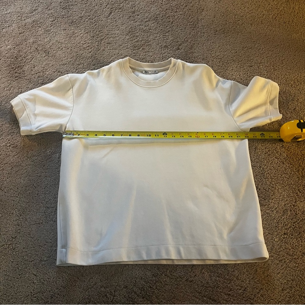 Zara Cream Ribbed Collar Top - Picture 4 of 5